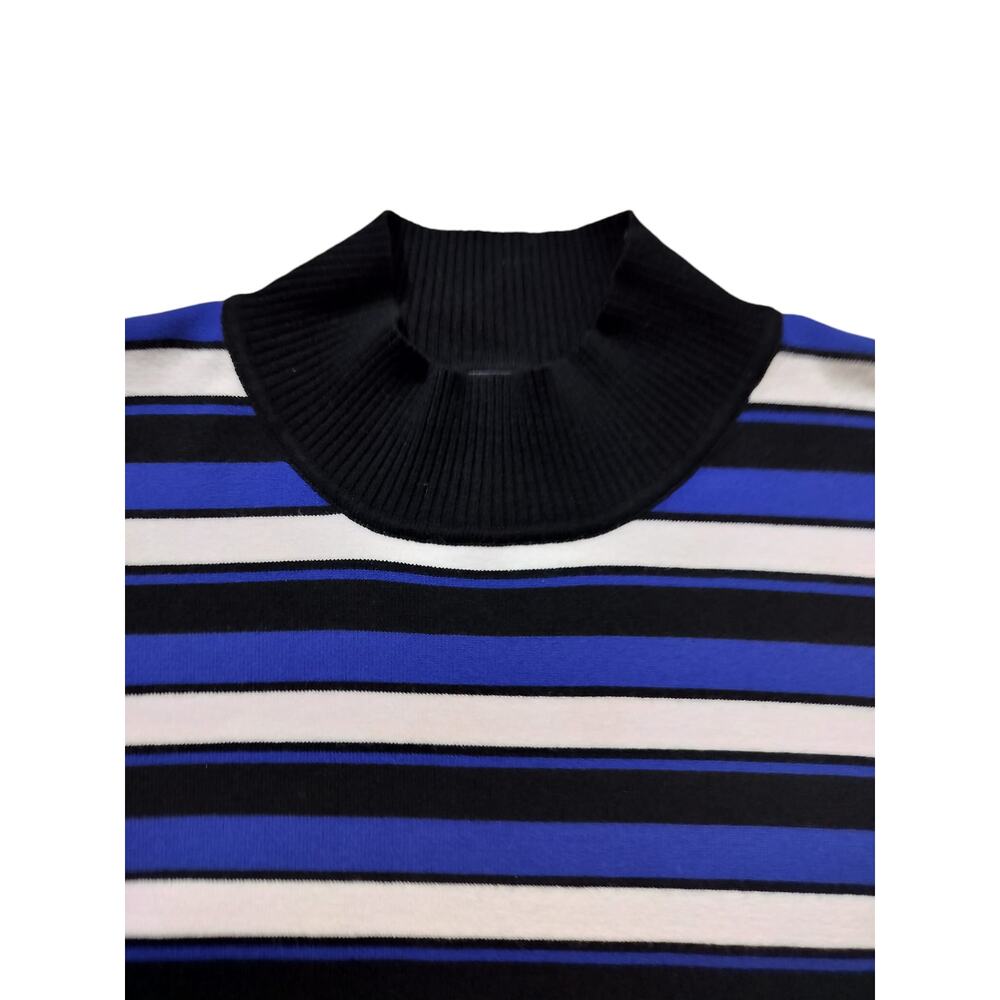 TAHARI Women's Stripes Mock Neck Blue White Sweatshirt Top Long Sleeve Size L - Picture 4 of 12